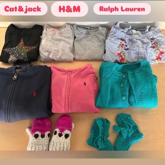 Polo Ralph Lauren Other - H&M/Cat & Jack/Ralph Lauren sweatshirt mittens girls t-shirt 4/5/6 LOT bundle